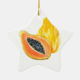Papaya Obstküche Nachtisch Aquarell Keramikornament