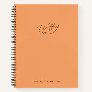 Papaya Orange Hochzeitsplanungs-Notizbuch Notizbuch