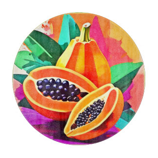 Papaya-Pop in Scheiben Schneidebrett