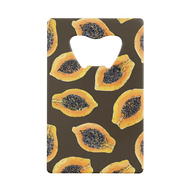 Papaya-Scheiben auf dunkelbraun Geldbeutel Flaschenöffner (Vorderseite)