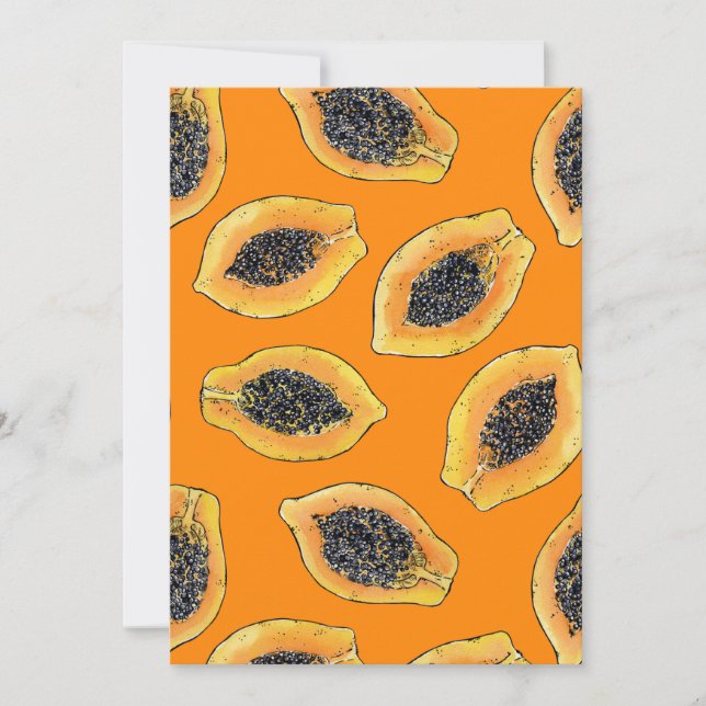 Papaya-Scheiben auf Orange (Vorderseite)