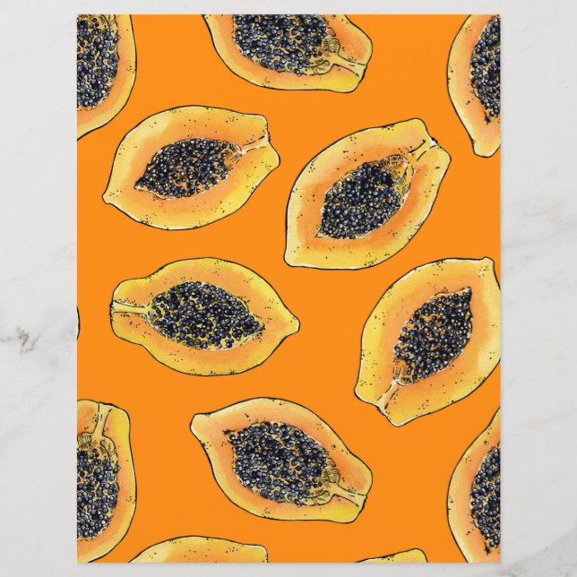 Papaya-Scheiben auf Orange (Vorderseite)