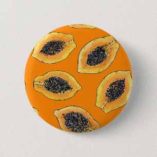 Papaya-Scheiben auf Orange Button