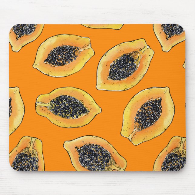 Papaya-Scheiben auf Orange Mousepad (Vorne)
