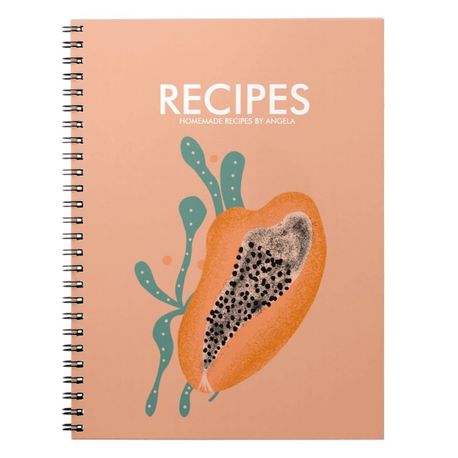 Papaya Tropical Frucht Abstrakt Recipe Notizblock (Vorderseite)