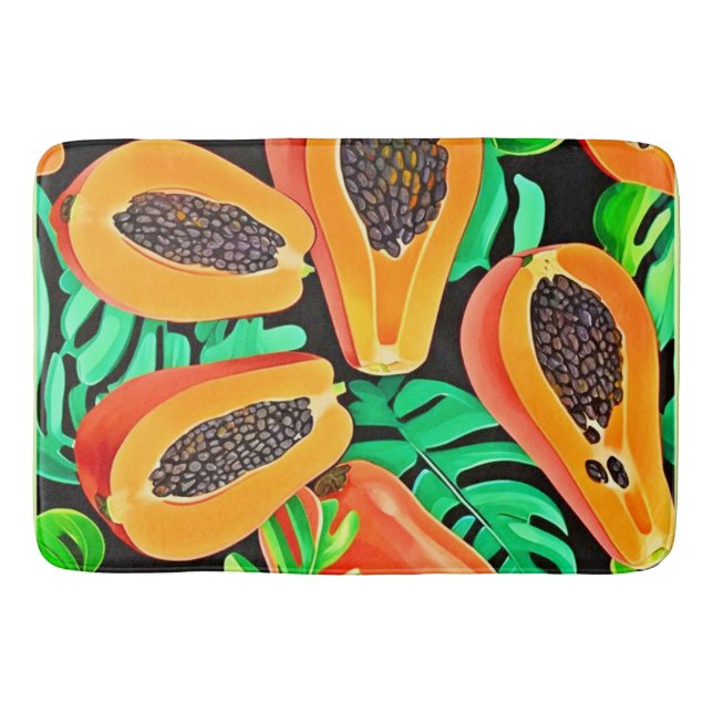 Papaya und Blätter Neues Muster Badematte (Vorderseite)