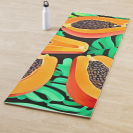 Papaya und Blätter Neues Muster Yogamatte