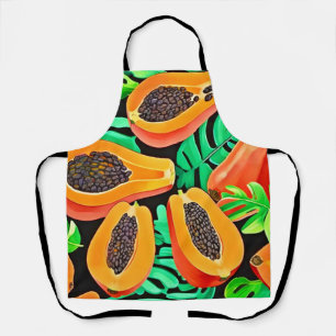 Papaya und frische Blätter Muster Schürze