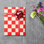 Papaya und Red Checker Checkerboard Vintag Geschenkpapier<br><div class="desc">Papaya und Red Checker Checkerboard Vintage Schleifpapier</div>