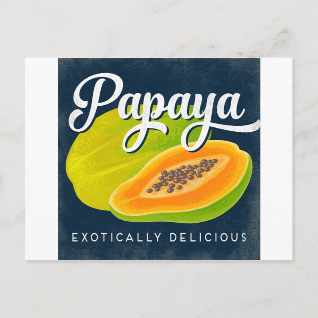 Papaya Vintag Fruchtlabel Retro Postkarte (Vorderseite)
