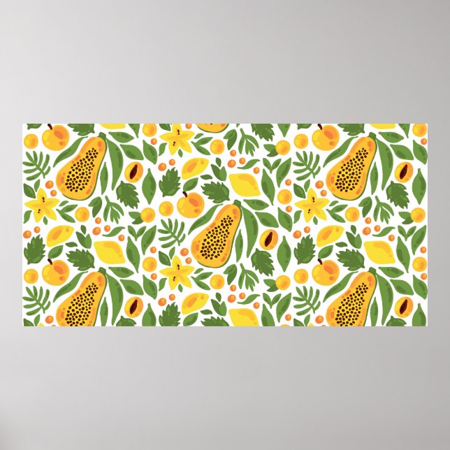 Papaya-Zitronenpfirsichfrüchte exotische tropische Poster (Vorne)