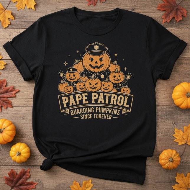 Pape patrol: guarding pumpkins | Pape Halloween  T-Shirt (Von Creator hochgeladen)