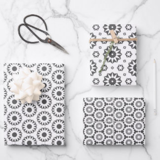 Papel de regalo en gris y blanco. geschenkpapier set