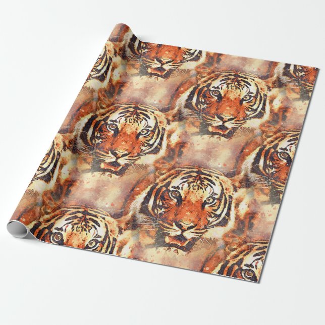 papel de regalo tigre a la acuarela geschenkpapier (Ungerollt)