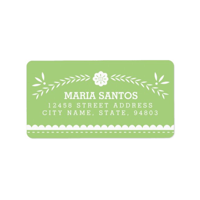 Papel Picado Address Labels - Grün Adressaufkleber (Vorne)