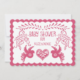 Papel Picado Baby Girl Dusche Pink Lilac Fiesta Einladung