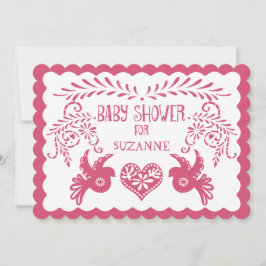 Papel Picado Baby Girl Dusche Rosa Orange Fiesta Einladung