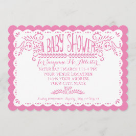 Papel Picado Baby Girl Shower Sky Pink Fiesta Einladung