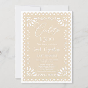 Papel Picado Baby shower Beige Invitation