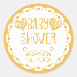 Papel Picado Babydusche Mustard Fiesta Envelope Runder Aufkleber