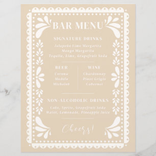 Papel Picado Bar Mariage Menu Thème mexicain moder