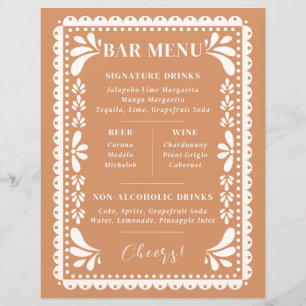 Papel Picado Bar Mariage Menu Thème mexicain moder