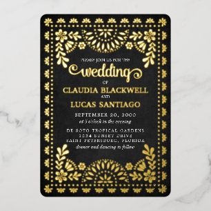 Papel Picado Black Wedding Folieneinladung