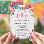 Papel Picado Bloom Blume Mexican Style Wedding Einladung<br><div class="desc">Mit diesen vordefinierten Vorlagen können Sie Ihre Einladung ganz einfach so gestalten, dass Sie sie ganz individuell gestalten können. Für weitere Anpassungen klicken Sie bitte auf den Link "Weiter anpassen" und verwenden Sie unser benutzerfreundliches Designwerkzeug, um diese Vorlage zu ändern. Wenn Sie Thicker-Papiere / Matte Finish bevorzugen, können Sie den...</div>