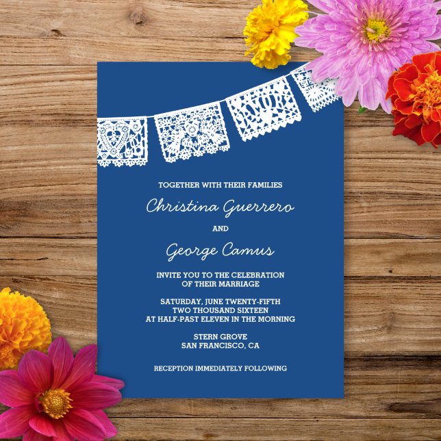 Papel Picado Blue | Einladung zur Hochzeit (Von Creator hochgeladen)