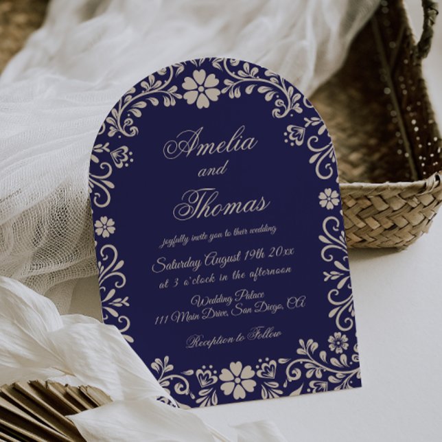 Papel Picado Blue Mexican Wedding  Einladung (Von Creator hochgeladen)