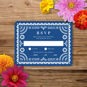 Papel Picado Blue   RSVP-Karte für Hochzeitserwide RSVP Karte