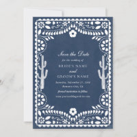 Papel Picado Boda Mexican Rustic Blue Hochzeit