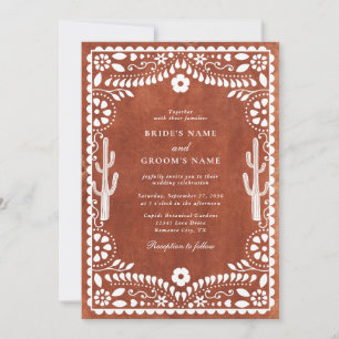 Papel Picado Boda Mexican Terrakotta Braune Hochze Einladung