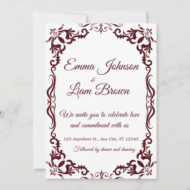 Papel Picado Burgundy Mexican Wedding Invitation Einladung (Vorderseite)