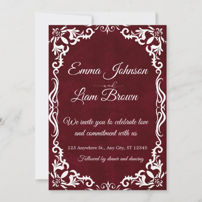 Papel Picado Burgundy Mexican Wedding Invitation Einladung (Vorderseite)