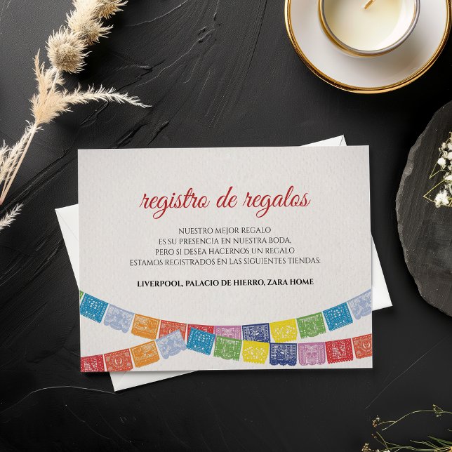Papel Picado Elegant Colorful Boda Spanish Wedding Begleitkarte (Papel Picado Elegant Colorful Boda Spanish Wedding Enclosure Card)