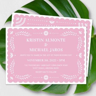 Papel Picado Faire-part de mariage mexicaine moder