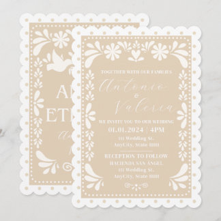 Papel Picado Faire-part de mariage neutre mexicain