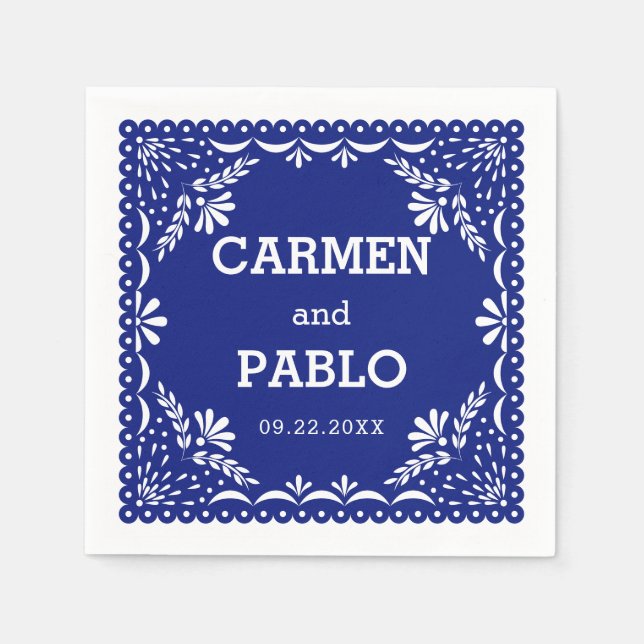 Papel Picado farbenfrohe mexikanische Hochzeitszei Serviette (Vorderseite)