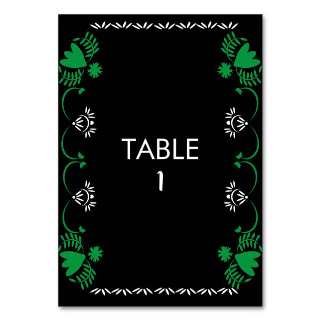 Papel Picado Floral Mexican Wedding Table Card Tischnummer (Vorderseite)