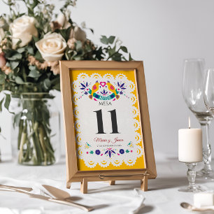 Papel Picado Gelb Unsere Hochzeit Spanische Hochze Tischnummer