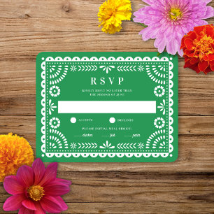 Papel Picado Green   Carte RSVP de réponse Mariage