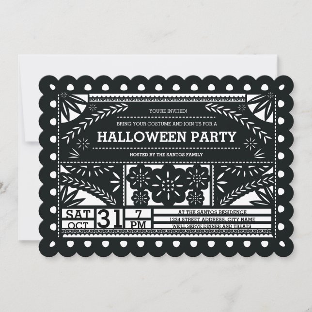 Papel Picado Halloween-Party Einladung (Vorderseite)