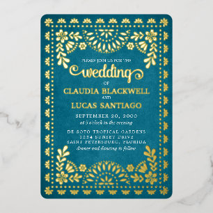 Papel Picado Hochzeit Folieneinladung