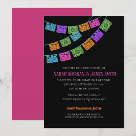 Papel Picado Hochzeit in Urlaubsort Fiesta Einladung