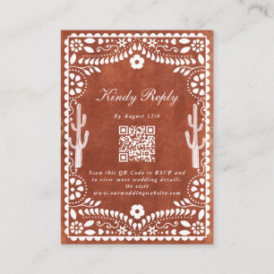 Papel Picado Hochzeit Mexikanisch Terrakotta Braun Begleitkarte