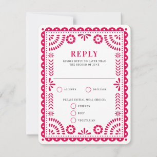 Papel Picado Hot Pink   RSVP-Karte für Hochzeitser RSVP Karte