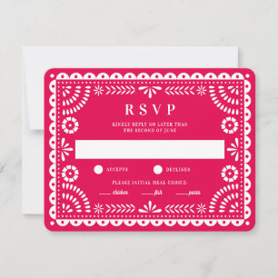 Papel Picado Hot Pink   RSVP-Karte für Hochzeitser RSVP Karte