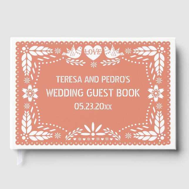 Papel picado inséparables pêche mariage livre d'or (Recto)
