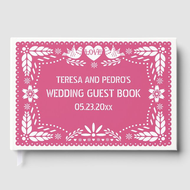 Papel picado inséparables rose mariage livre d'or (Recto)